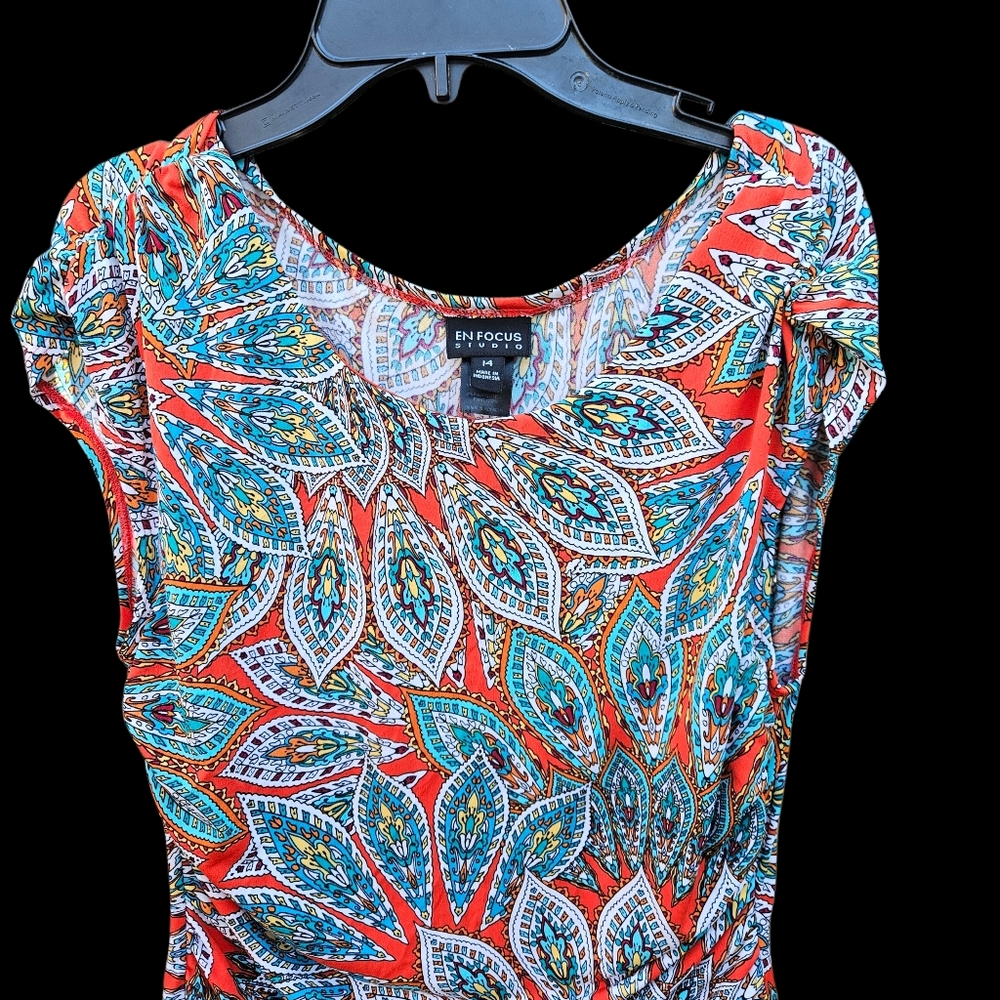 Enfocus Studio Patterned Mini Dress Women Size 14 - Picture 4 of 16